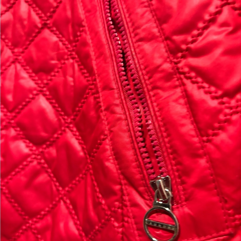 Laundry by Shelli Segal Red Quilted Jacket Leopard Lined Size Small - Picture 8 of 11
